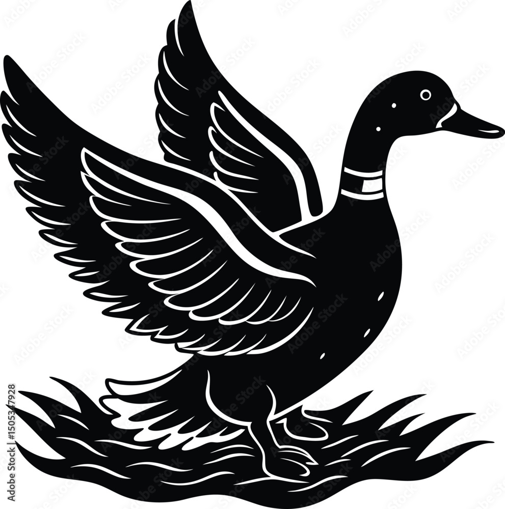 Obraz premium Duck Swimming on Pond