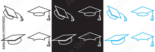 Traditional Graduation Hat icon. Graduation cap or Mortarboard icon symbol.  Vector for websites, mobile interfaces, presentations, banner, visual branding etc. Vector illustration. EPS 10