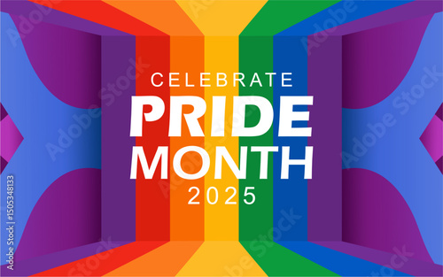 Celebrate LGBT Pride Month 2025 With Colorful Rainbow Pride Background. Best for Banners, Greeting Cards, Posters and Social Media. Vector Illustrations.