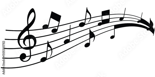 Wave of music notes – vector illustration , decorative musical design