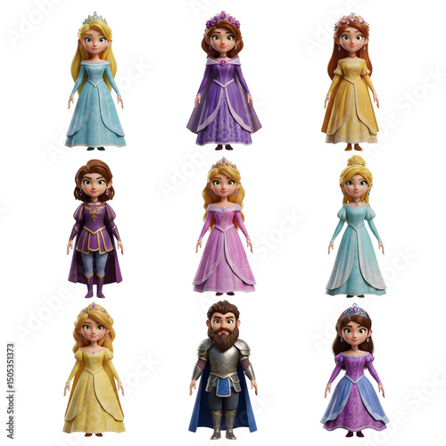 Elegant 3D Fairytale Princesses and Prince