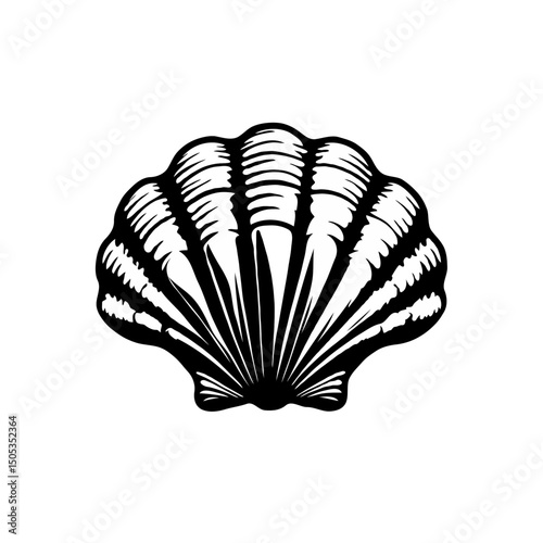 Sea shell icon in flat vector illustration