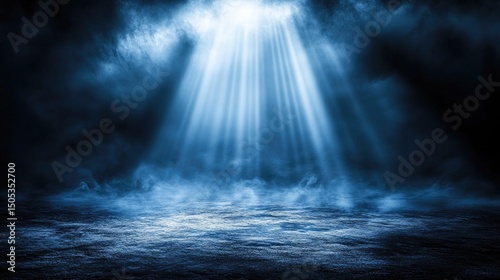 Dramatic spotlight illuminating a dark, smoky space.