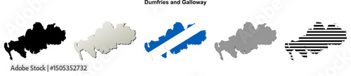 Dumfries and Galloway (Scotland) blank outline map set