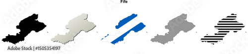 Fife (Scotland) blank outline map set
