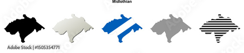 Midlothian (Scotland) blank outline map set