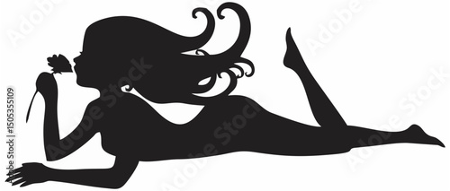 Girl relaxing and smelling a ...
