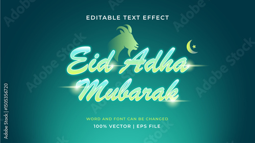 Editable Eid Al - Adha Text Effect Vector | Suitable for Islamic Eid Cellebration