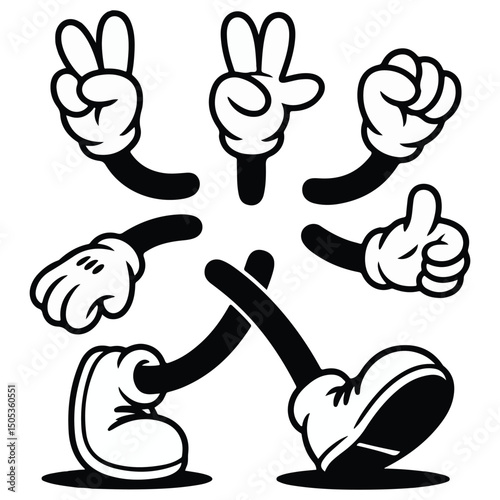 Set Cartoon Hands and lages  Illustration Feet vector
