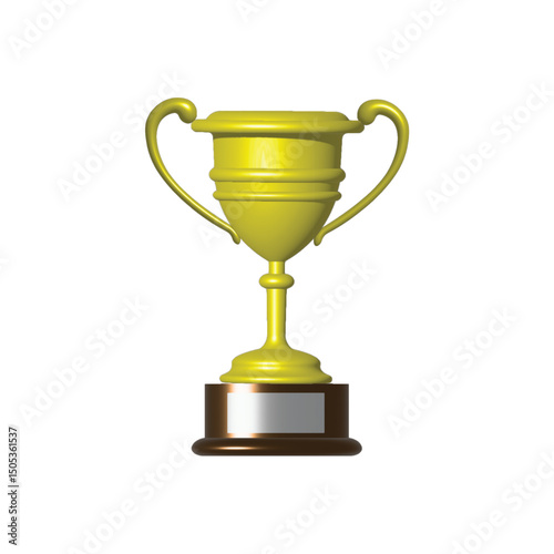Golden trophy with a shiny finish, featuring a classic design with two elegantly curved handles on either side