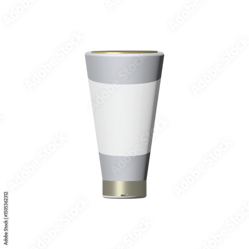 A clean and elegant 3D rendering of a gray cosmetic tube.