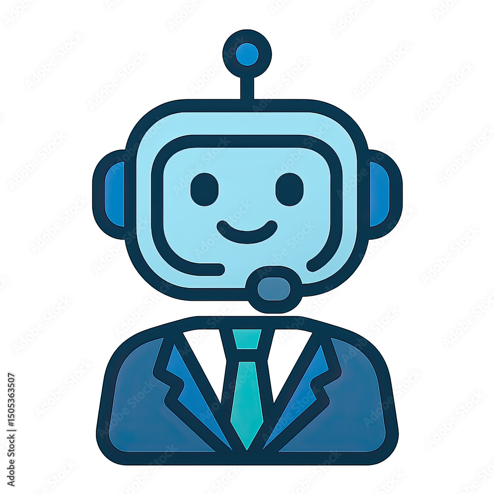Naklejka premium Friendly Blue Robot Avatar in Business Attire