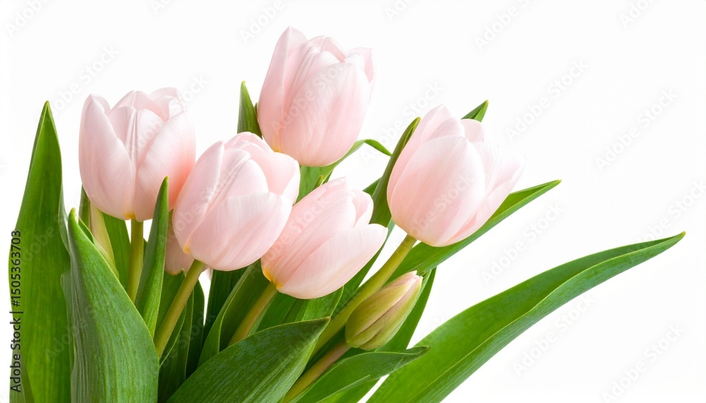 Fototapeta premium High-Quality PNG Pink Tulips Isolated on White Background