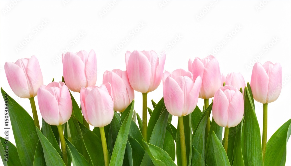 Fototapeta premium High-Quality PNG Pink Tulips Isolated on White Background
