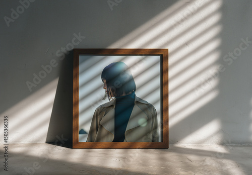 Simple Frame Mockup With Blinds Shadow Overlay