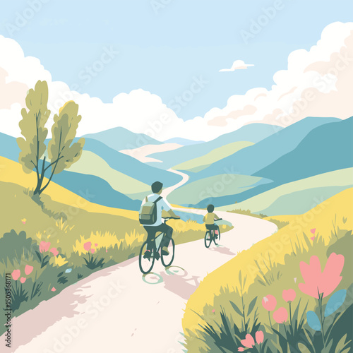 Father and Children Special Bond - Father's Day Special, Vector Illustration