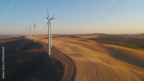 Golden Hour Windmills: Sustainable Energy in Undulating Landscapes