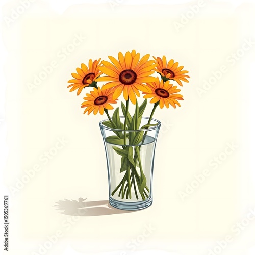 Sunny Summer Vibes: Orange Daisies in Glass Vase