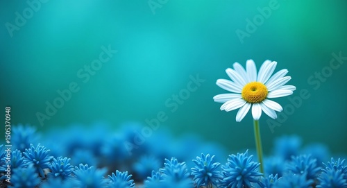 daisy on blue background
