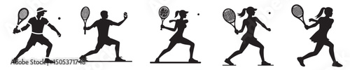 vector silhouette of a person playing tennis