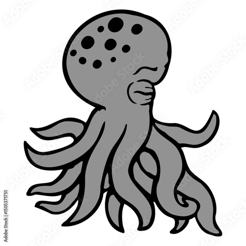 Octopus sleeping sad eyes closed tired cute sleep Isolated Vector Graphic Design Illustration
