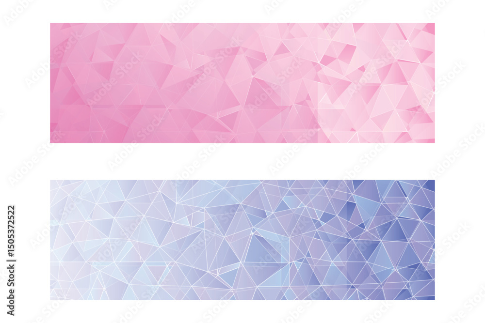 Obraz premium Pastel pink and blue geometric patterns, polygonal background, modern low poly design