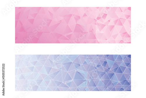 Pastel pink and blue geometric patterns, polygonal background, modern low poly design