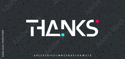 Thanks for subscribers, futuristic digital text in techno AI style. Scifi inspired typography with abstract geometric forms for logo, headline, EDM design. Vector illustration.