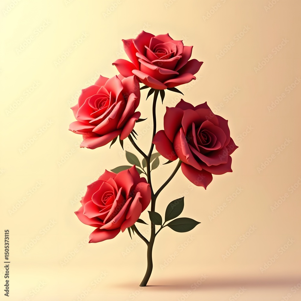 Fototapeta premium Graceful Levitation: Red Roses Floating on Ivory