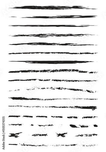 Collection of different Hand drawn black color dry brush strokes isolated on white background. Collection of hand drawn templates. Can be used and edit easily. Perfect for digital art, banners. EPS 10