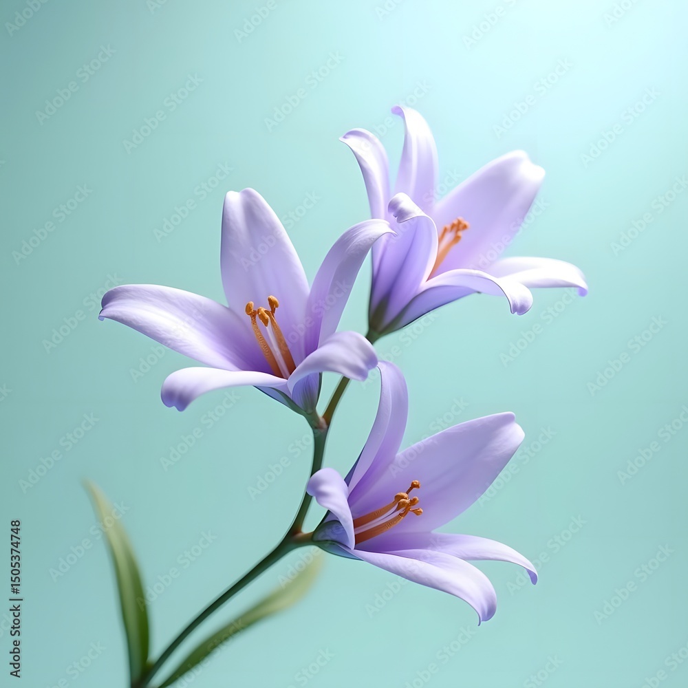 Naklejka premium Serene Lavender Blossoms Floating in Teal Aura