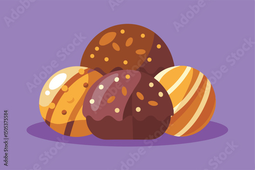 Colorful chocolate candy balls sweet treats illustration