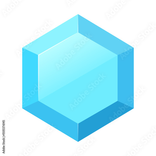 Blue color gem cartoon style icon isolated vector illustration