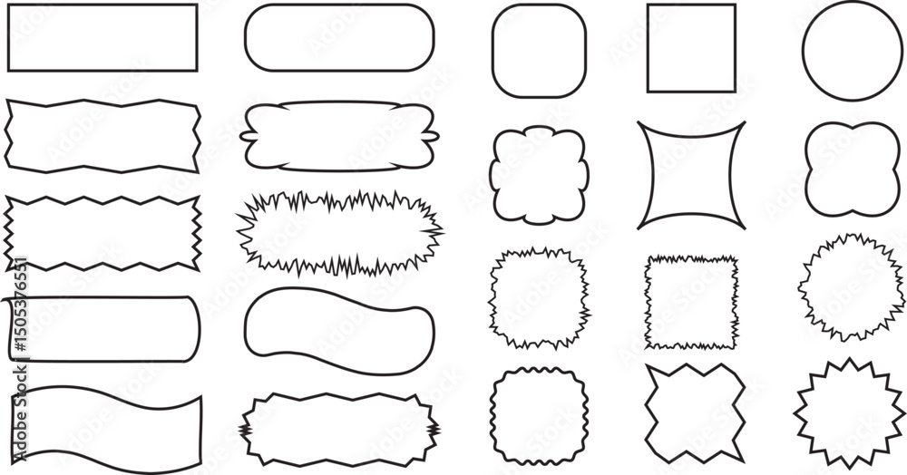 Obraz premium Black and White Abstract Outline Shapes - Vector Design Elements