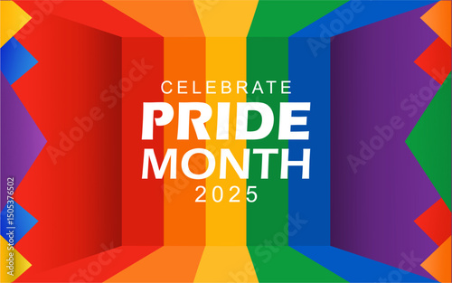 Celebrate LGBT Pride Month 2025 With Colorful Rainbow Pride Background. Best for Banners, Greeting Cards, Posters and Social Media. Vector Illustrations.