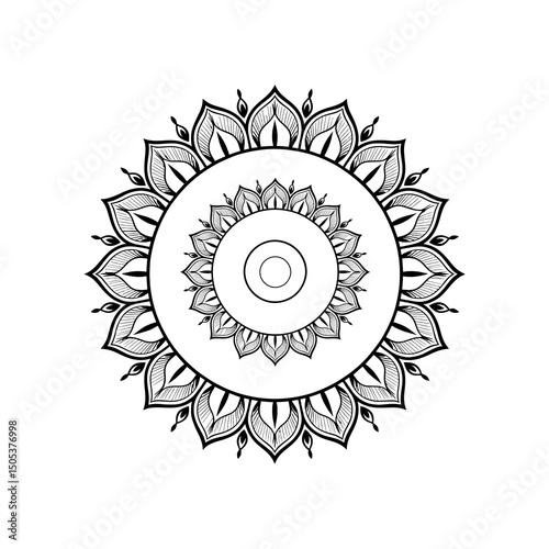 ornamental round frame, Blossom Mandala Shape. Circular pattern in form of mandala, tattoo, decoration. Decorative ornament in ethnic oriental style.