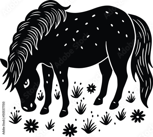 Pony Grazing Peacefully