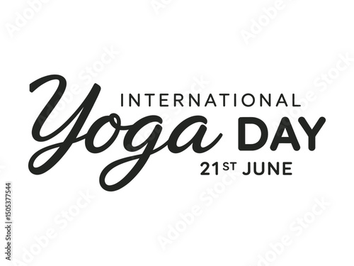 Stylish international yoga day typography celebrating health wellness and mindfulness in june