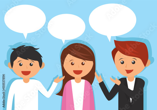 Diverse people talking and communicating illustration
