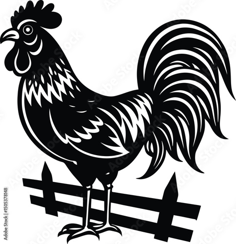 Rooster Crowing On Fence