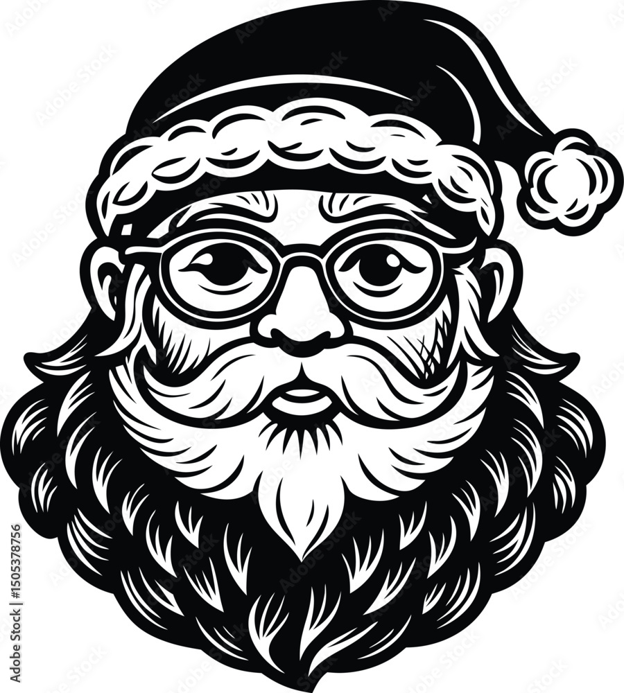 Obraz premium Santa Face With Glasses and Mustache