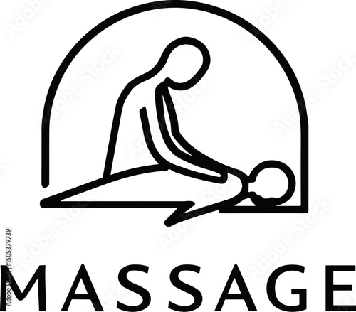 Simple black and white vector icon of a person giving a massage, perfect for spa or physiotherapy branding