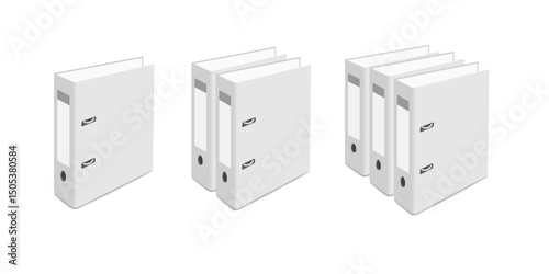 White office binders, folders set mockups