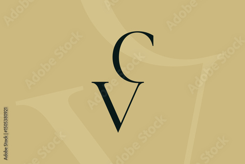 VC or CV letter logo icon design. Classic style luxury initials monogram.