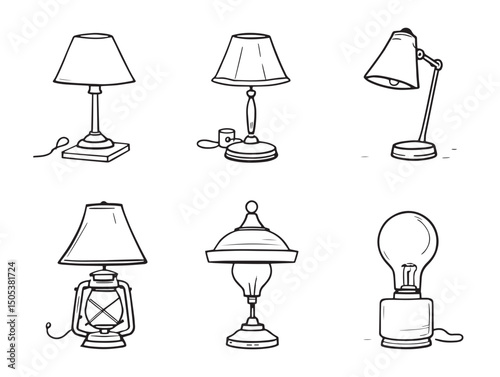 Hand drawn lamp line illustration for decorative artwork
