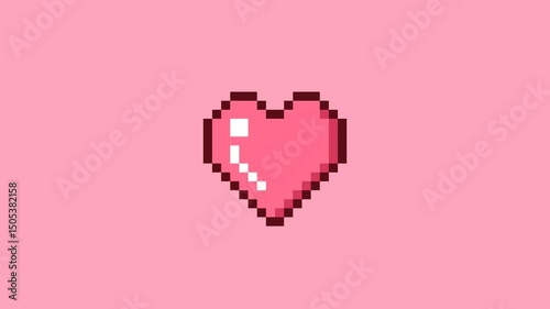 ドット絵のハートが飛び出すトランジション,背景透過,ピンク