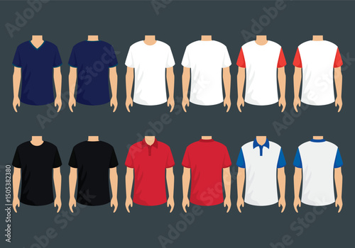 T shirt mockup realistic vector template for apparel design