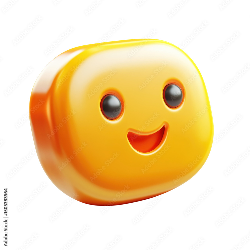 Fototapeta premium Cheerful 3D emoji with a bright optimistic smile radiating joy ideal for on transparent background