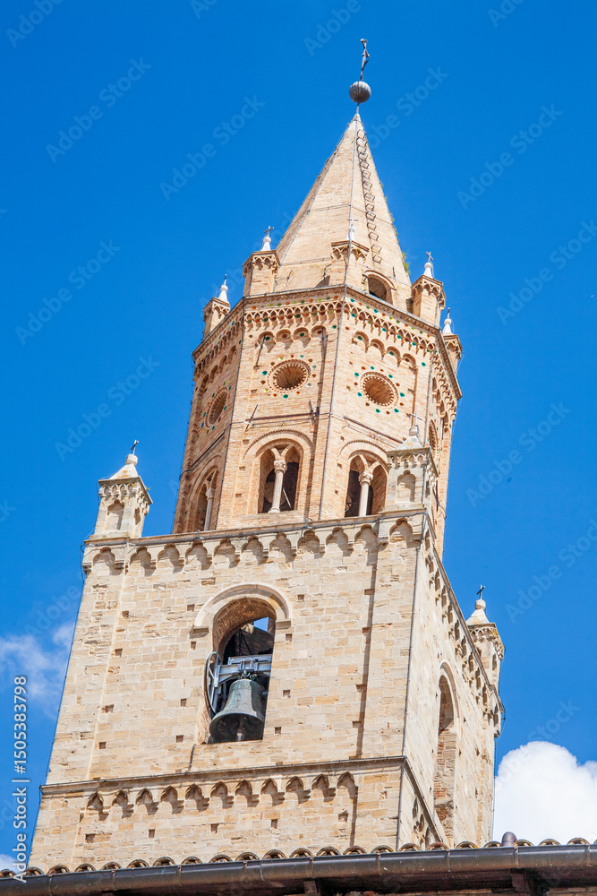 the brick bell tower of the cathedral basilica of Atri in Abruzzo Italy the brick bell tower of the cathedral basilica of Atri in Abruzzo Italy