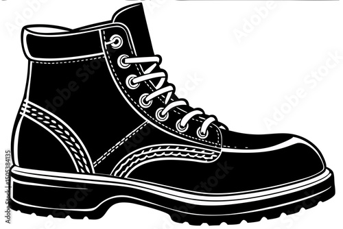 Classic Black Leather Boots Durable and Stylish Footwear, boots, leather, footwear, shoes, classic, graphics, formal, picture, quality, monochrome, strong, trendy, comfortable, stylish, hiking, contem
